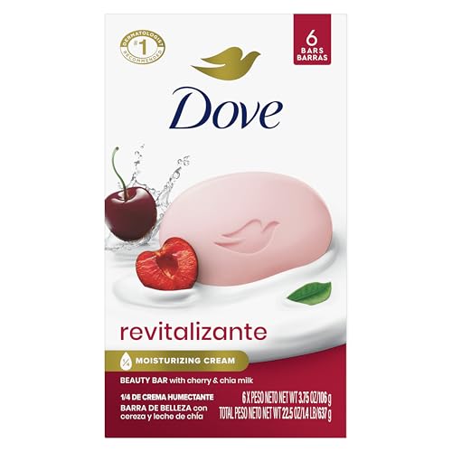 Dove Cherry & Chia Milk Revitalizing Soap, 6 Bars, 3.75 oz