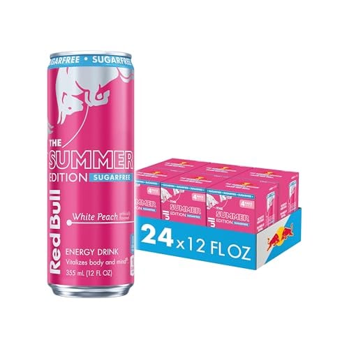 Red Bull Sugarfree Energy Drink, White Peach, 24 Cans