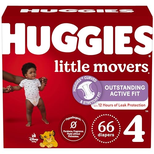 Huggies Little Movers Size 4 Diapers, 66 Count
