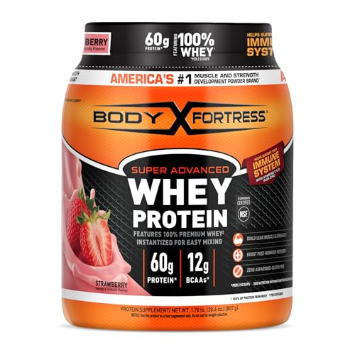Body Fortress Strawberry Whey Protein, Immune Support, 1.78 lbs
