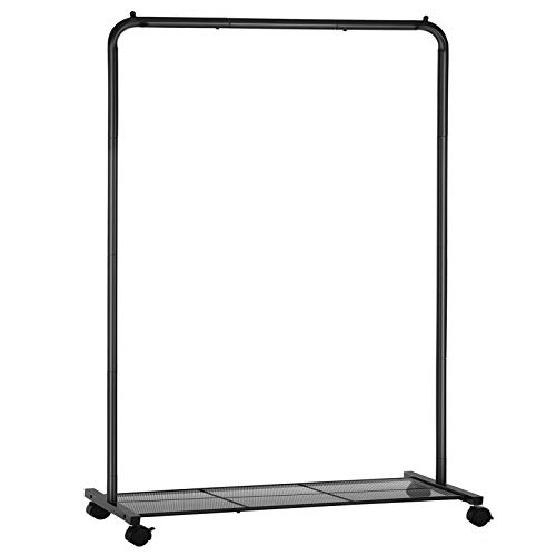 SONGMICS Rolling Clothes Rack with Shelf, 110 lb Capacity, Black