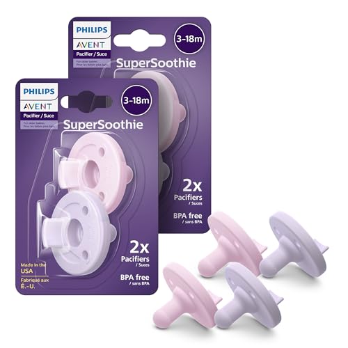 Philips Avent Baby Pacifiers, Silicone, BPA-Free, 3-18 Months, 4-Pack