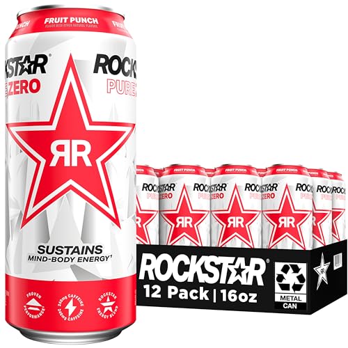 Rockstar Pure Zero Fruit Punch Energy Drink, 16oz, 12 Pack