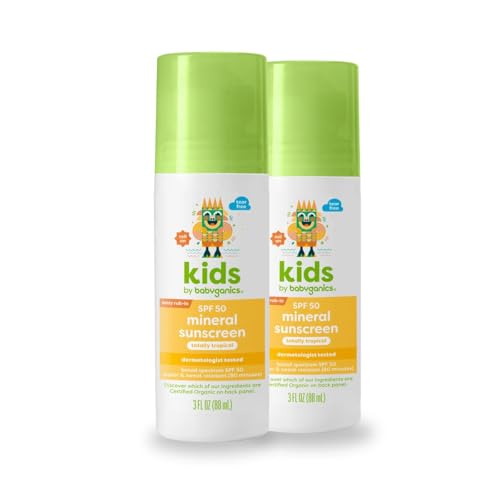Babyganics Kids SPF 50 Sunscreen Roller, Water-Resistant, 2-Pack