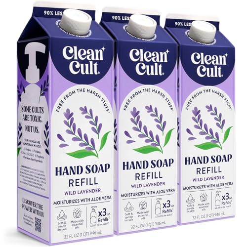 Cleancult Lavender Hand Soap Refills, Moisturizing, Eco-Friendly, 32 oz (3-Pack)