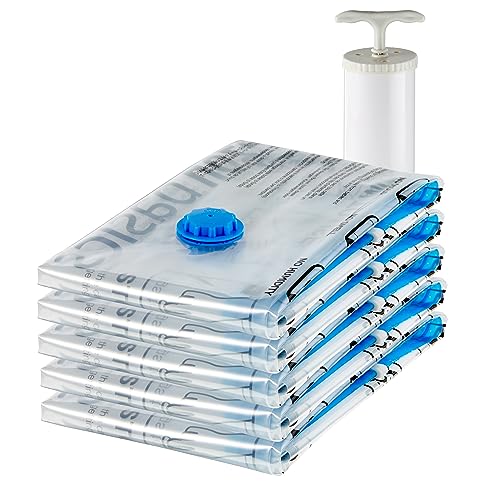 Amazon Basics Medium Vacuum Storage Bags, 5-Pack, with Pump