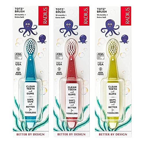 RADIUS Totz Kids Toothbrush, Extra Soft, BPA Free, Pack of 3