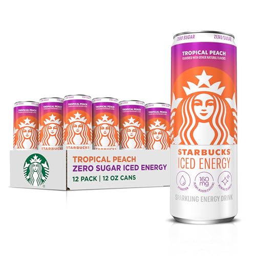 Starbucks Tropical Peach Zero Sugar Energy Drink, 12 Cans