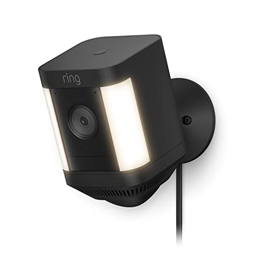 Ring Spotlight Cam Plus, Plug-in with Night Vision and Siren – Black