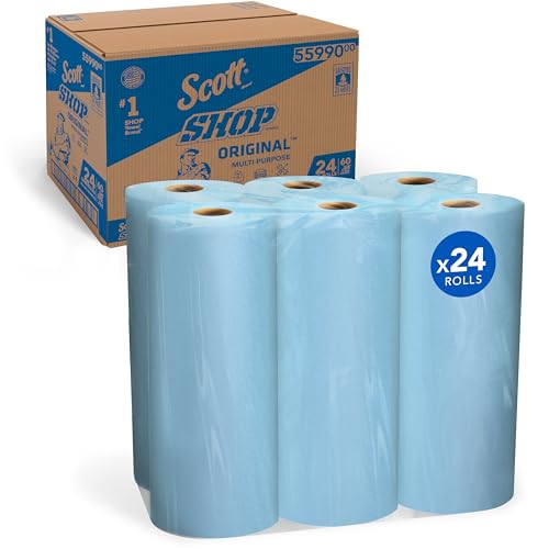Scott Shop Towels, 24 Rolls, 1,440 Blue Sheets