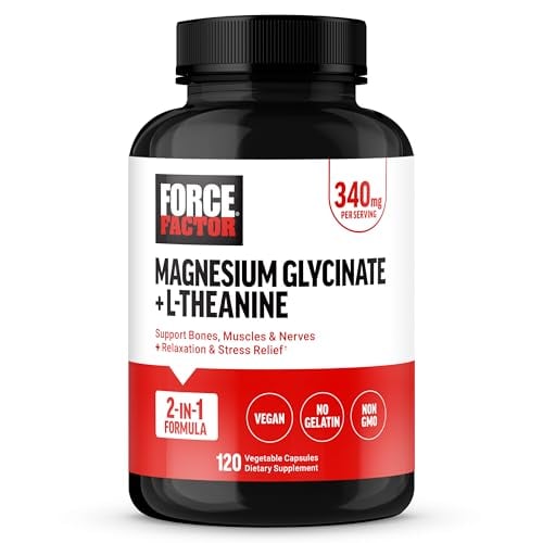 Force Factor Magnesium + L-Theanine Supplement, 120 Vegan Capsules