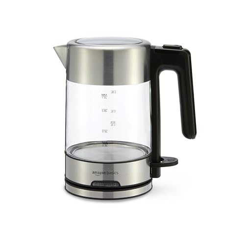 Amazon Basics 1.1 Qt Glass Electric Kettle, 1500W, Auto Shut-Off