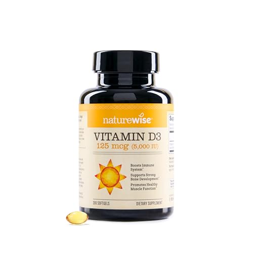 NatureWise Vitamin D3 5000iu, 200-Day Supply, Non-GMO, Gluten Free, 200 Softgels