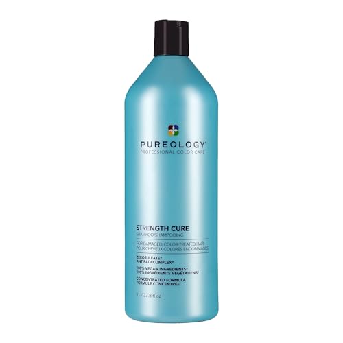 Pureology Strength Cure Shampoo for Damaged Hair, Vegan, 33.8 Oz