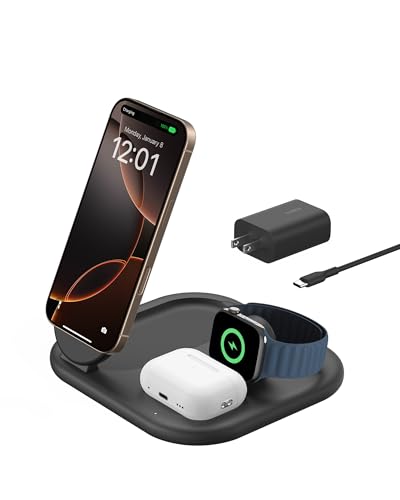Belkin 3-in-1 MagSafe Wireless Charger for iPhone, Apple Watch, AirPods