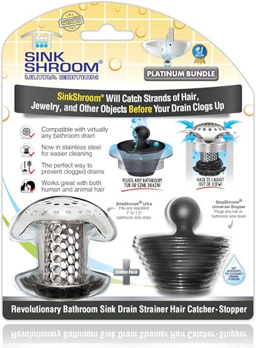 SinkShroom Ultra Sink Drain Protector, Stainless Steel Stopper