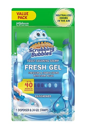 Scrubbing Bubbles Toilet Cleaning Gel Stamps, Rainshower Scent, 24 Pack