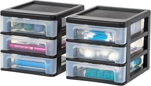 IRIS USA 3-Drawer Organizer, 2-Pack, for Home & Office Use