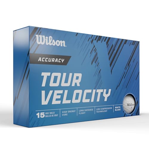 WILSON Tour Velocity Golf Balls, 15 Pack, White