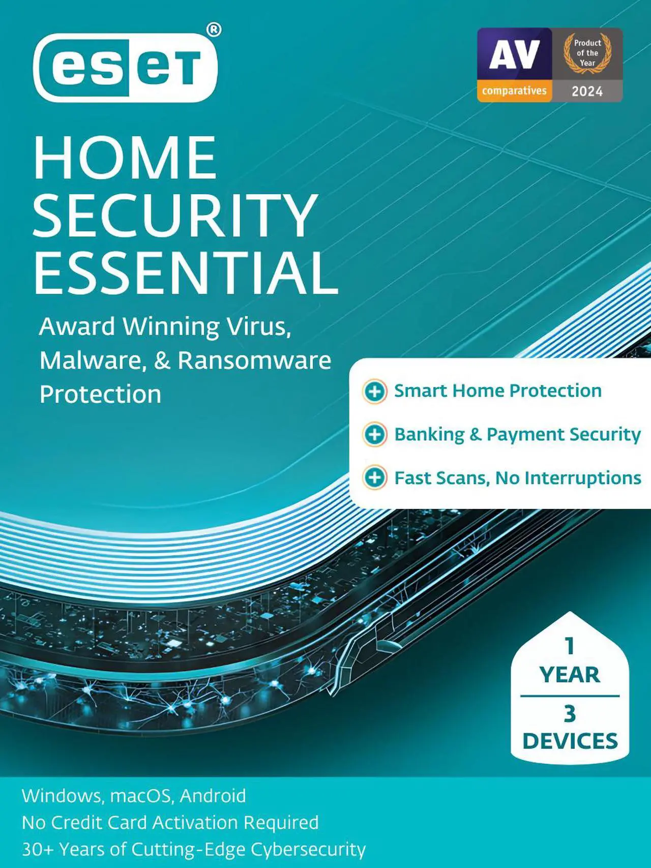 ESET Home Security Essential 2025  3Devices 1 Year Download (Formerly ESET Internet Security)