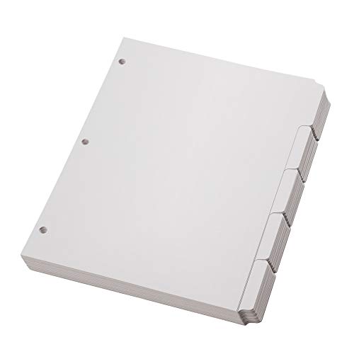 Oxford White Binder Dividers, 1/5 Cut, 100 Pack
