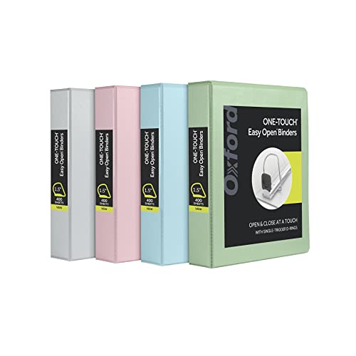 Oxford 3 Ring Binders, 1.5 Inch, Pastels, 4 Pack