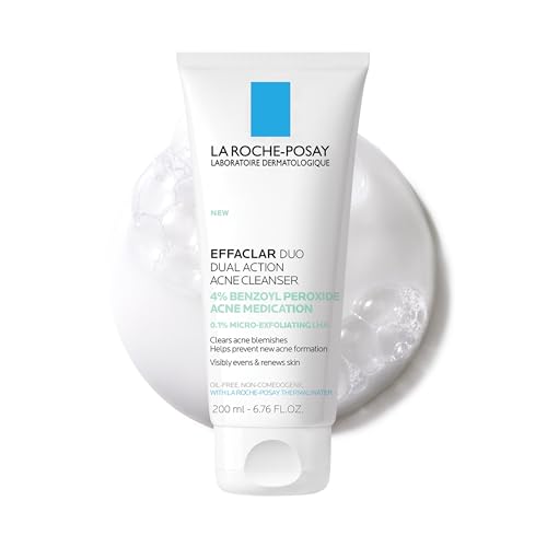 La Roche-Posay Effaclar Dual Acne Wash, 4% Benzoyl Peroxide, 6.76 Fl Oz
