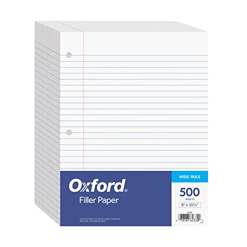 Oxford Wide Ruled 3-Hole Filler Paper, 500 Sheets