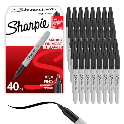 Sharpie Permanent Markers, Fine Point, Black, 40-Pack