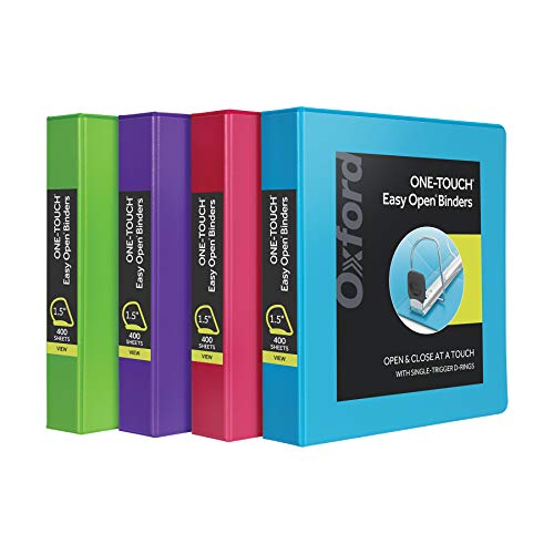 Oxford 1.5″ Easy Open 3 Ring Binders, 4 Pack