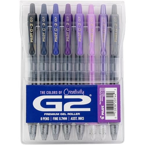 Pilot G2 Premium Gel Pens, 8-Pack, 0.7mm, Assorted Purples