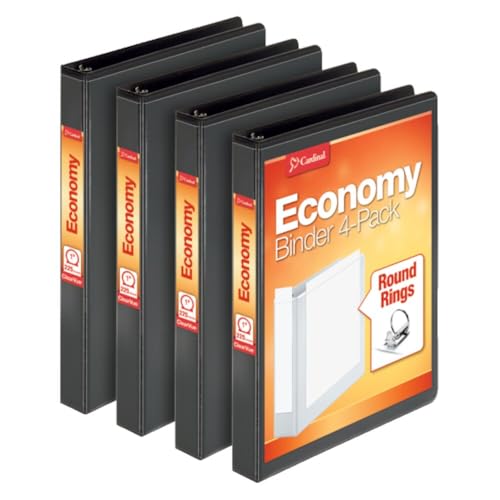 Cardinal 1″ Black Presentation Binder, 4-Pack, PVC-Free