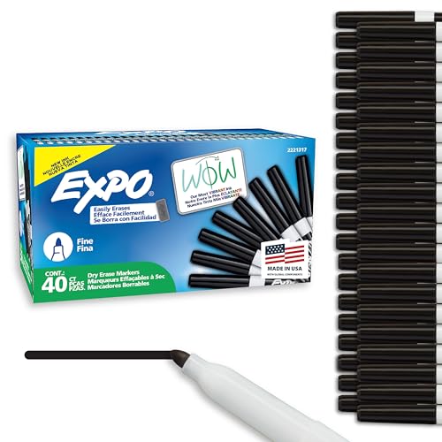 EXPO Fine Tip Black Dry Erase Markers, 40-Pack