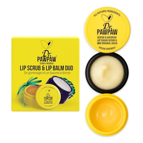Dr. PawPaw Lip Scrub & Balm Duo – Hydrating, Vegan, 0.55 oz