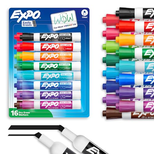 Expo Chisel Tip Dry Erase Markers, Assorted, 16-Pack