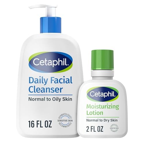 Cetaphil Facial Cleanser & Travel Moisturizer Set, 16 oz