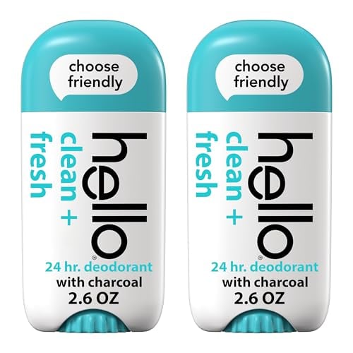 Hello Clean Aluminum-Free Charcoal Deodorant, 24-Hour Freshness (2 Pack)