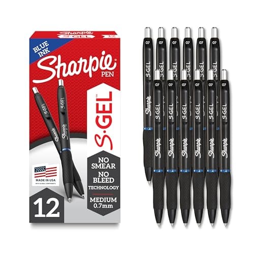 Sharpie S-Gel Pens, 0.7mm Blue, 12-Pack