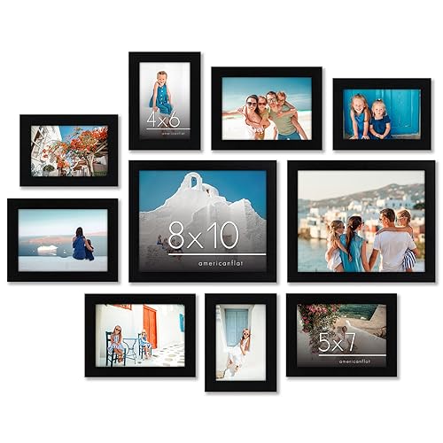 Americanflat 10-Piece Black Picture Frame Set with Glass