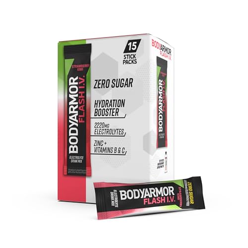 BODYARMOR Strawberry Kiwi Electrolyte Mix, Zero Sugar (15 Pack)