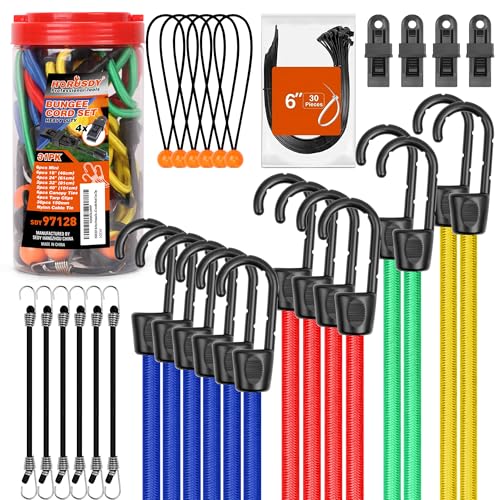 HORUSDY 31-Piece Bungee Cords & Ties Set with Clips