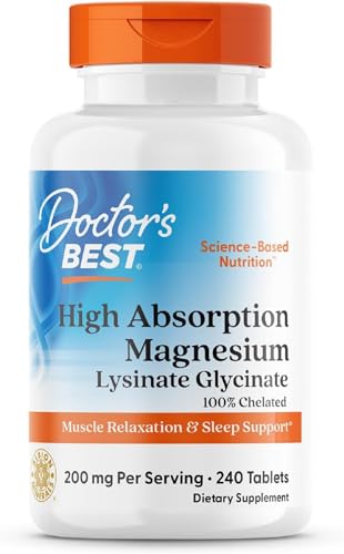 Doctor’s Best Magnesium Glycinate, 200mg, 240 Tablets