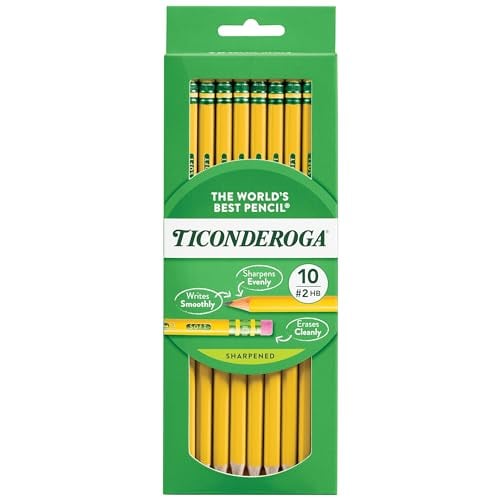 Ticonderoga Pre-Sharpened HB Pencils, Yellow, 10 Pack
