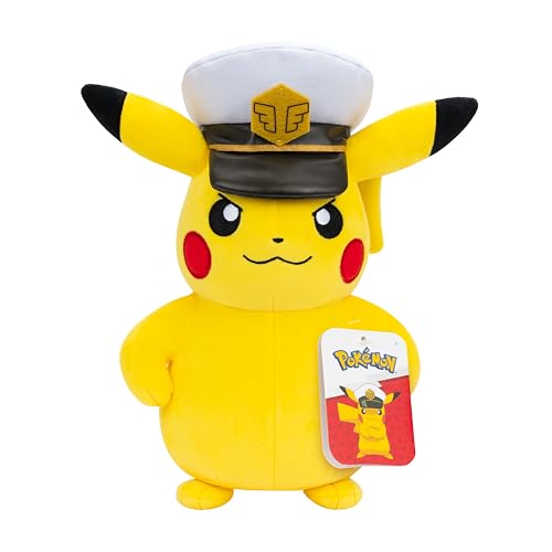 Pokemon Captain Pikachu Plush – 8-Inch with Hat & Details