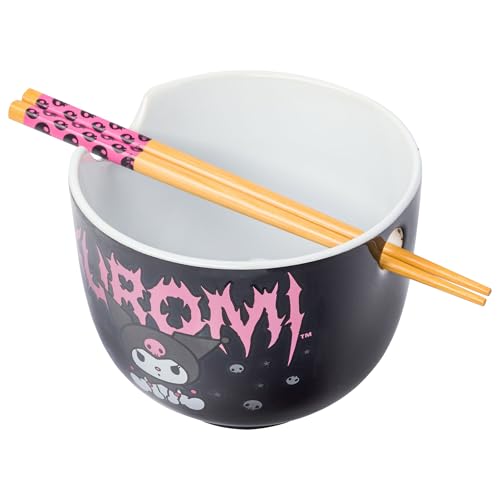 Hello Kitty Kuromi Ceramic Ramen Bowl with Chopsticks, 20 oz