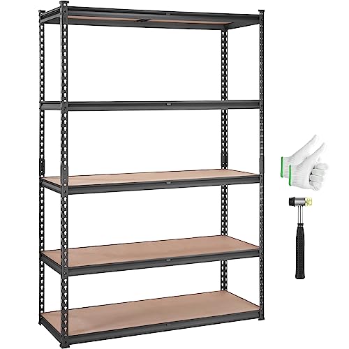 VEVOR 5-Tier Metal Storage Shelving, 2000 lbs Capacity, Black