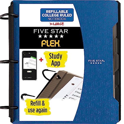 Five Star Flex Refillable Notebook, 1.5″ Binder, 300 Sheets, Blue