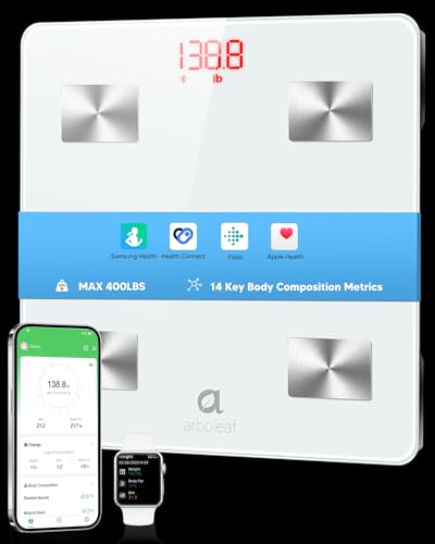 arboleaf Smart Bluetooth Bathroom Scale, 14 Key Analysis, Max 400lb