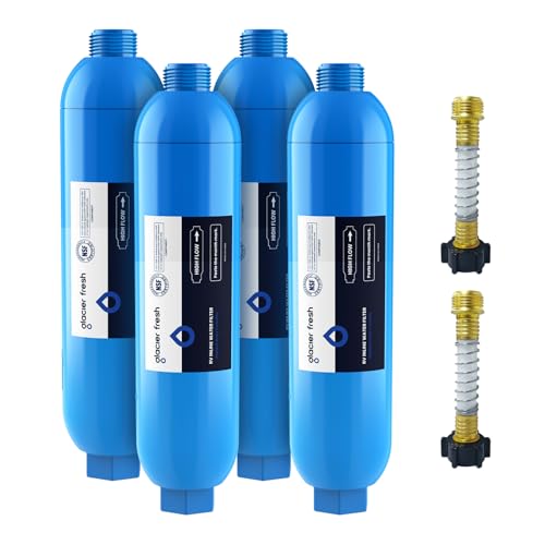 GLACIER FRESH RV/Marine Water Filter, Reduces Taste & Odors, 4 Pack