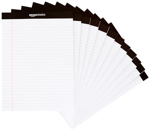 Amazon Basics Wide Ruled Notepads, 8.5″x11.75″, 12 Pack
